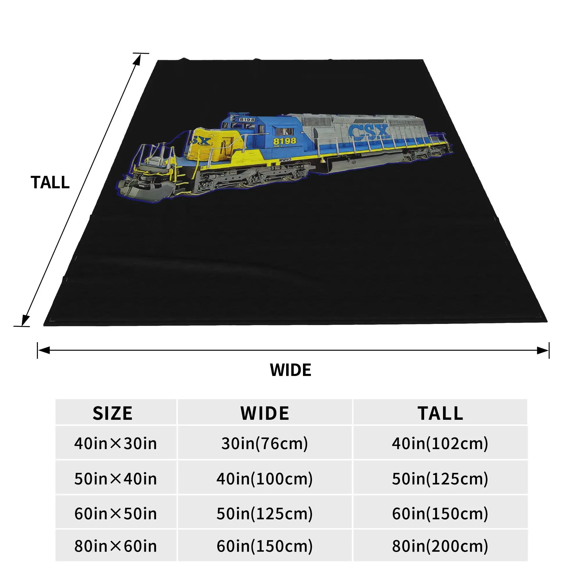 Freight Train CSX Engine Blankets Soft Warm Flannel Throw Blanket Plush for Bed Living room Picnic Travel Home Couch