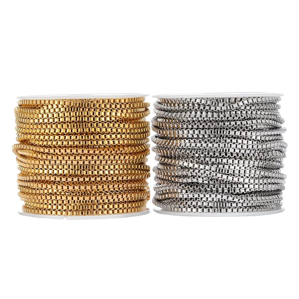 2 Meter Breite 1,5mm/2mm/2,5mm/3mm Edelstahl-Kastenkette für DIY-Schmuckherstellung für Männer und Frauen – Detail 2