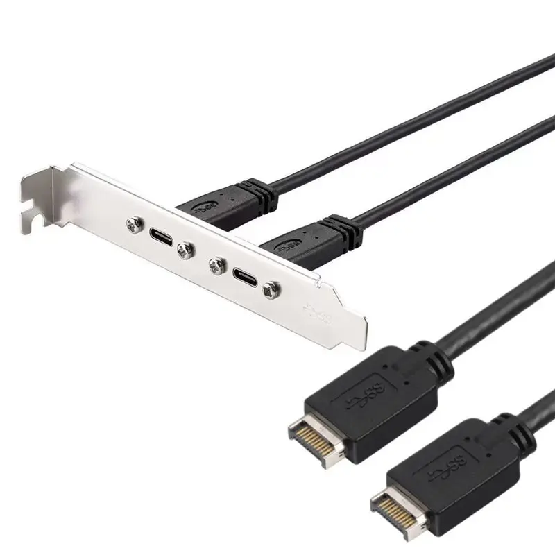 

【РЕКОМЕНДУЕМ】Кабель USB 3.2 KEY-A на два разъема Type-C (женский) с переходником TYPE-E, двойной адаптер для передней панели корпуса PCI, высокоскоростной кабель для передачи данных 10 Гбит/с