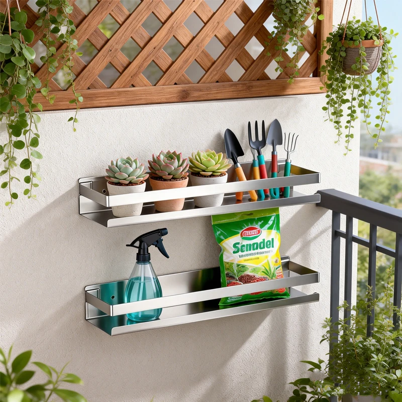 20-50Cm Bathroom Shelves Stainless Steel Wall Shelf Storage Rack Holder Anti Rust Suction Cup Space Saving Bathroom Hardware