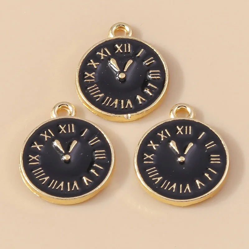 Leslie 10 Stück Emaille-Uhren-Anhänger für Ohrringe, Armbänder, Charms, Anhänger, DIY-Schmuckherstellung, Zubehör – Detail 6