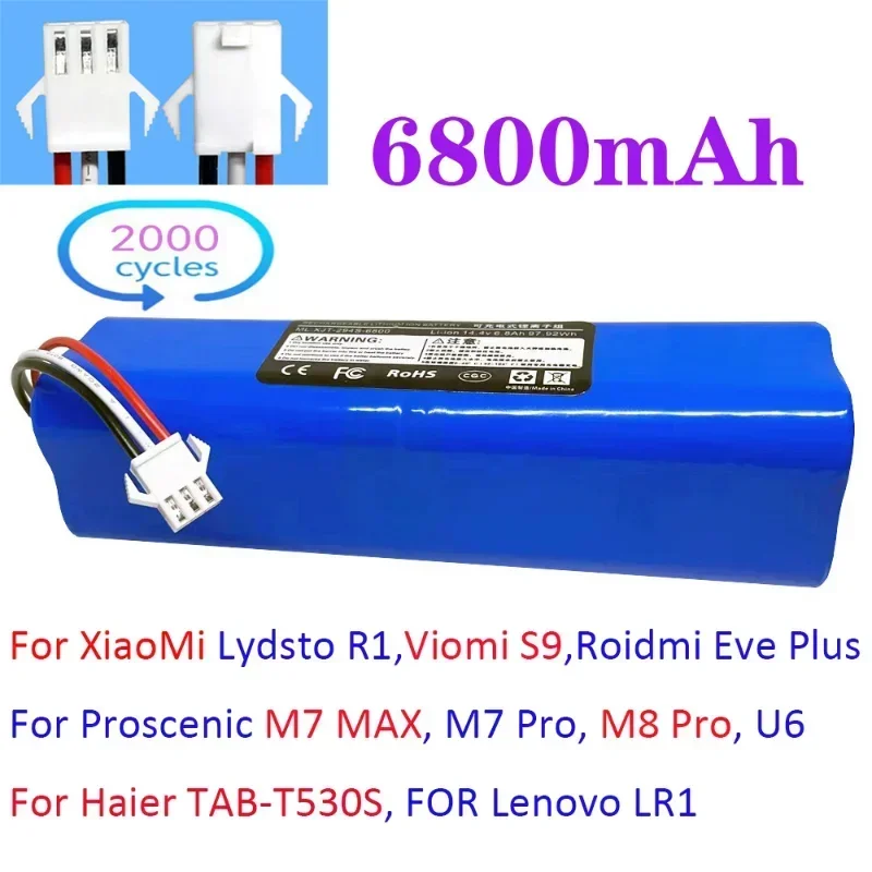 

For XiaoMi Lydsto R1 Viomi S9 Roidmi Eve Plus Rechargeable Li-ion Battery Robot Vacuum Cleaner R1 Battery Pack 12800mAh