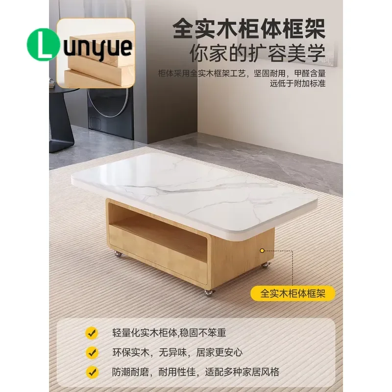Modern Marble Coffee Table and TV Cabinet Set Living Room Furniture Durable Stone Top Contemporary Style Home Decor Storage