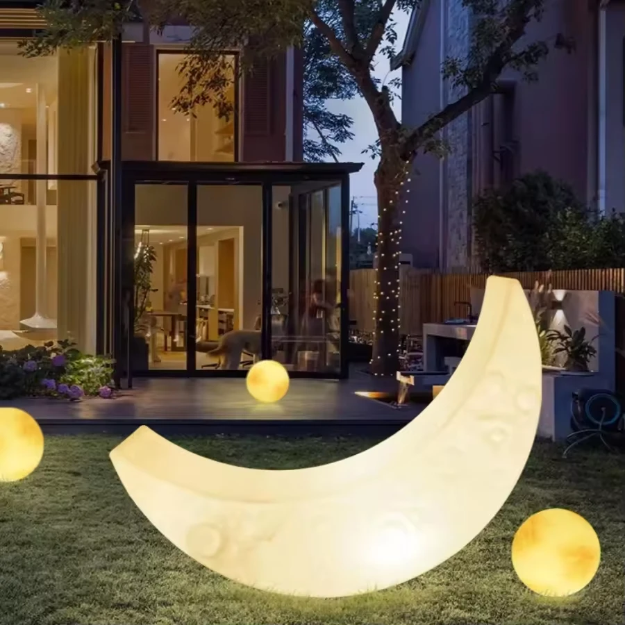 Waterproof Plastic Crescent Moon Solar LED Illuminated Furniture Garden Light Landscape Park Yard Outdoor Lighting