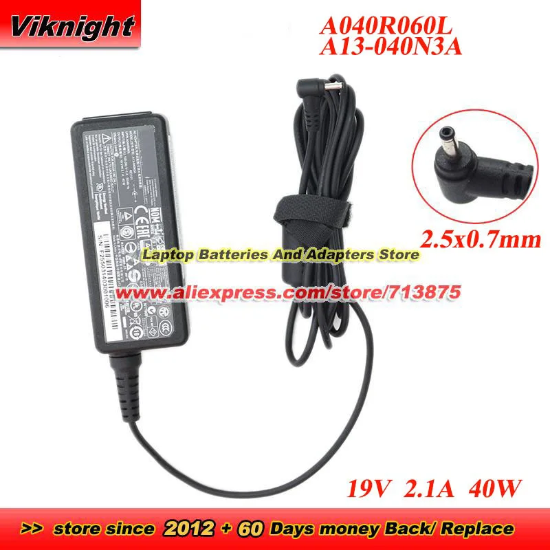 19V 2.1A 40W AC Adapter A13-040N3A CPA09-002A A12-040N2A A040R074L A040R060L Power adapter with Free Power Cord