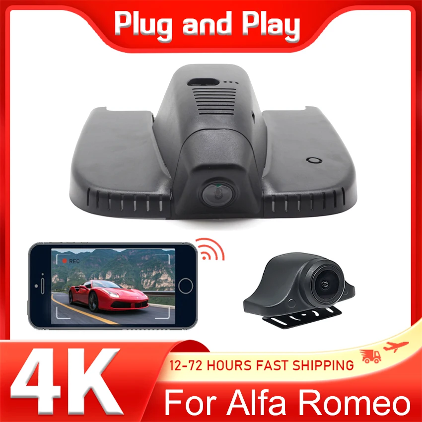 Car DVR for Alfa Romeo Giulia/ Stelvio Quadrifoglio QV Veloce Sprint, 4K Dash Cam Auto Camera Plug and play Dashcam