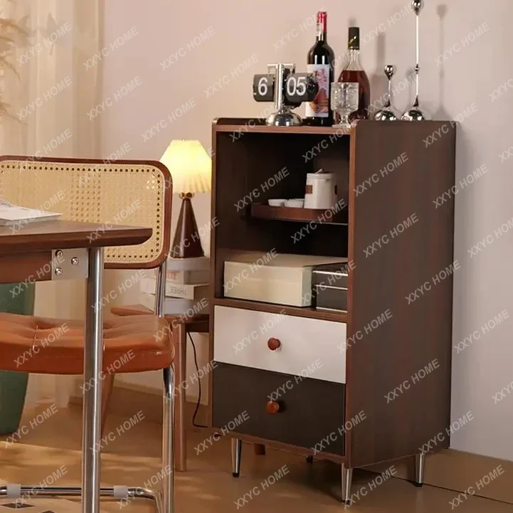 خزانة جانبية لتناول الطعام على طراز العصور الوسطى، خزانة تخزين متعددة الوظائف من الخشب الصلب #3