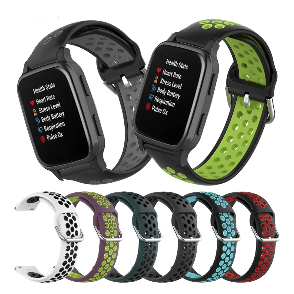 

Silicone Straps For Garmin Forerunner 255 255S 158 55 245 645M Breathable Bracelet For Vivomove HR Vivoactive 3 4 Venu SQ 2 Plus