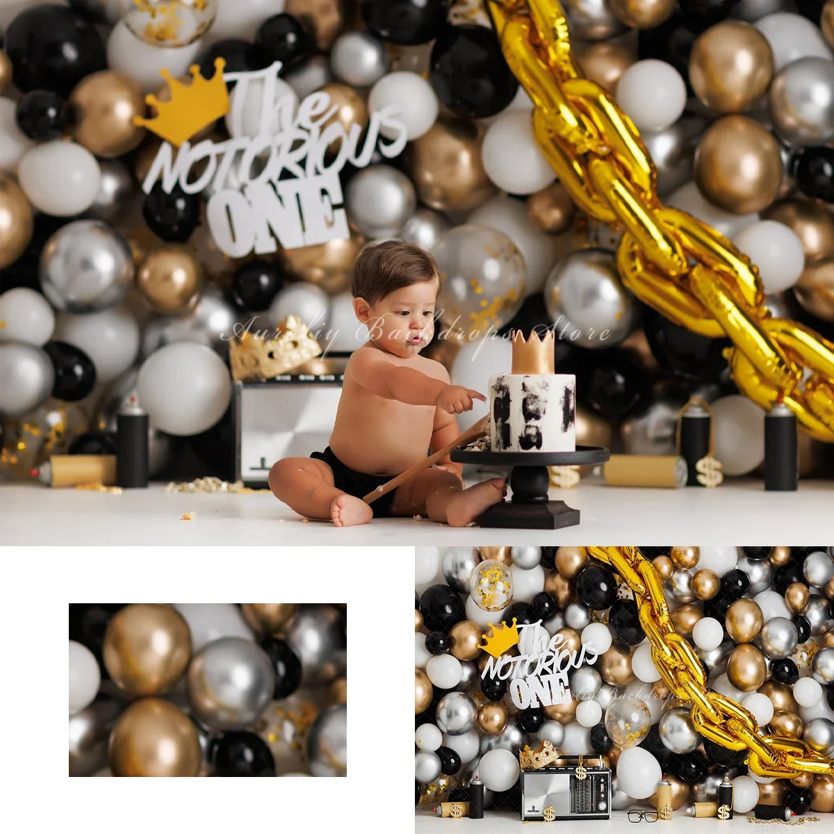Fondos de Tycoons financieros, pastel Smash, accesorios de fotografía para niños y adultos, decoraciones para bebés, collar dorado, corona, fondos para fotos