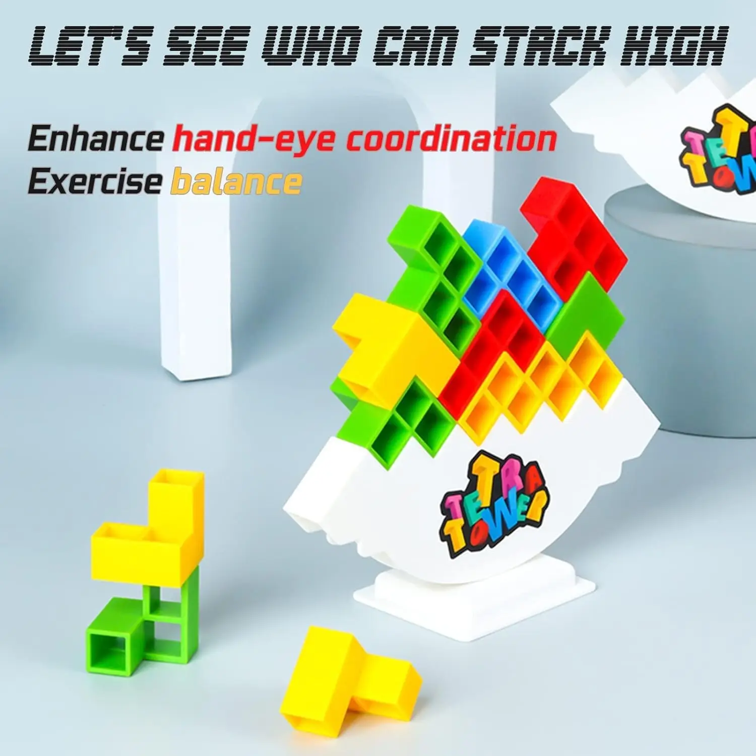 50 Pcs Board Games for Kids & Adults Tetra Tower Balance Stacking Toys Perfect for Family Games, Parties, Travel