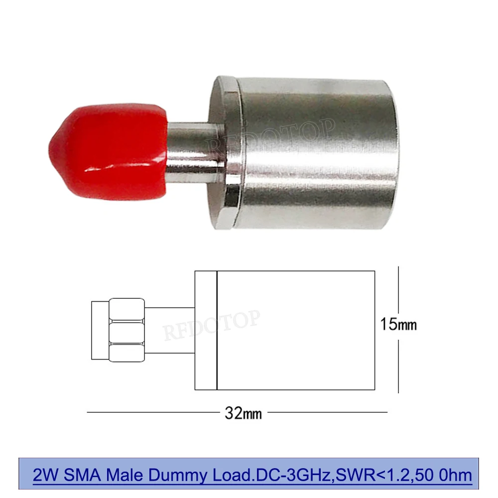 2W SMA Male DC-3Gh/4Ghz/6GHz 50Ohm 2 Watts RF Termination Dummy Load Connector Socket Brass Coaxial RF Adapters Nickel Plated