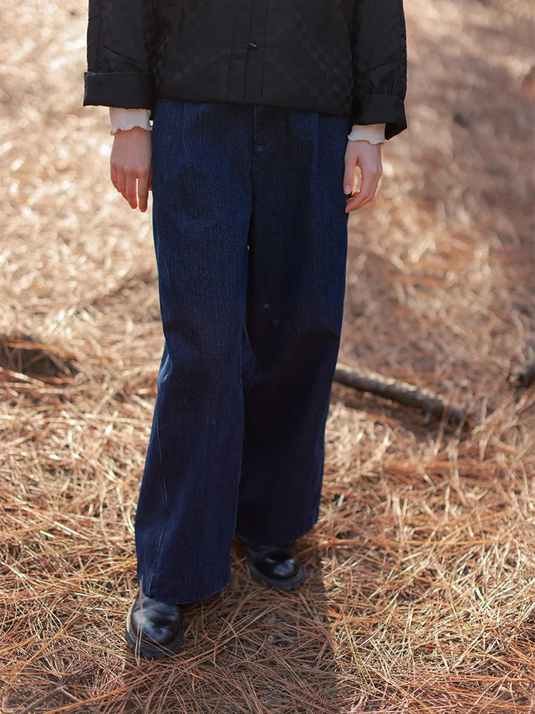 

Versatile Straight Leg Blue Jeans Women's Autumn Winter Simple Sle Long Pants Original Design Faionable Ladies Denim Trou...