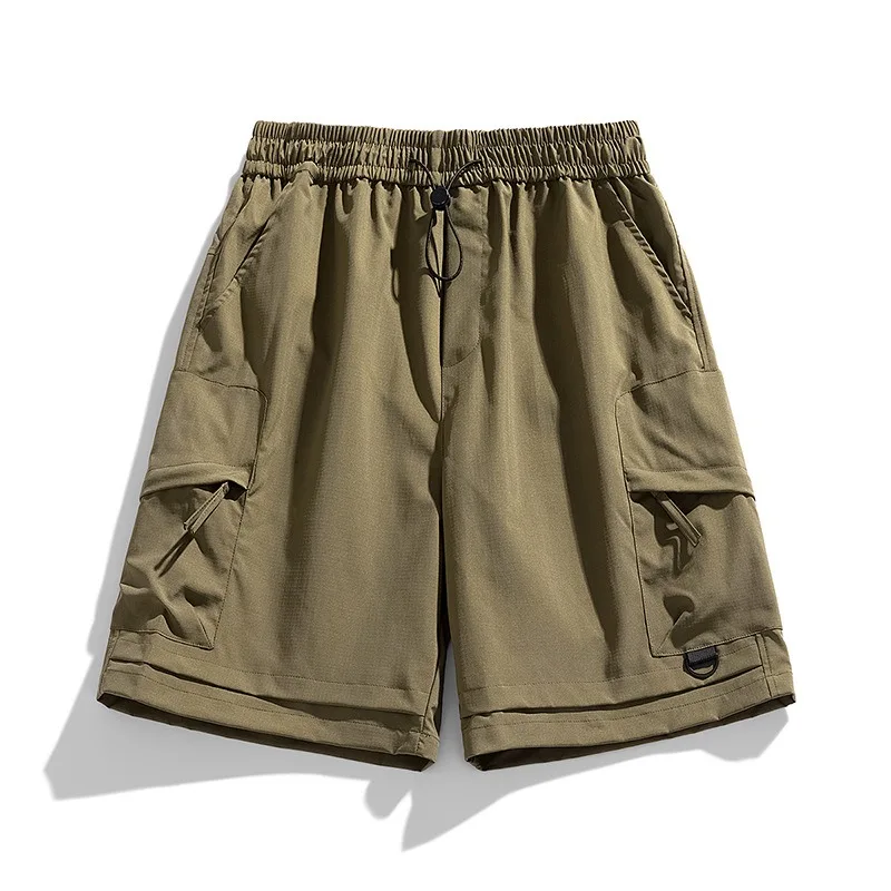 

Мужские шорты-карго быстросохнущие, свободного кроя, с прямыми штанинами, на эластичном поясе, повседневные летние пляжные шорты, тактические шорты из ледяного шелка