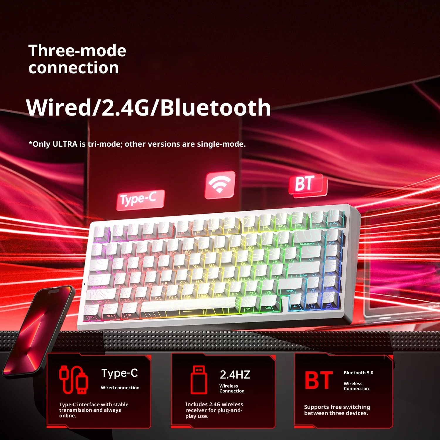 

Leobog A80RT Ultra Keyboard 3mode Magnetic Swtich 0.01rt E-Sports A80RT Hot Swap Gaming Keyboard Customiz Office Keyboards Gift