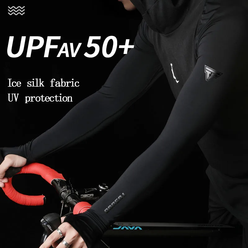 TOSUOD Men’s Ice Silk Sun Protection Shawl Arm Sleeves, UPF 50+ UV Block Integrated Cycling Arm Cover