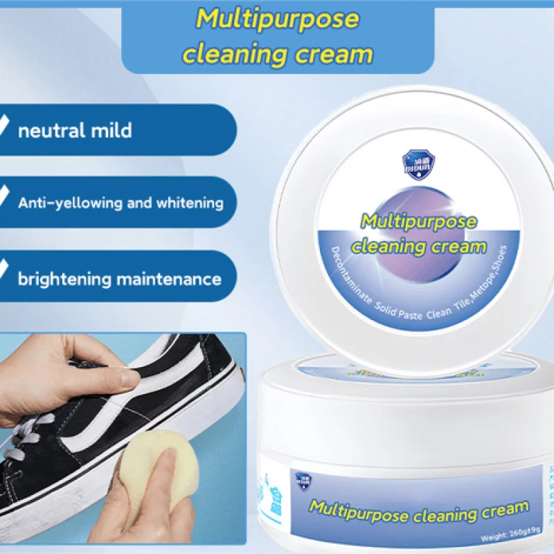 260g White Shoes Cleaning Cream Stains Remover Shoes Whitening All-Purpose Cleansing Cream With Wipe Sponge For Shoes Sneakers