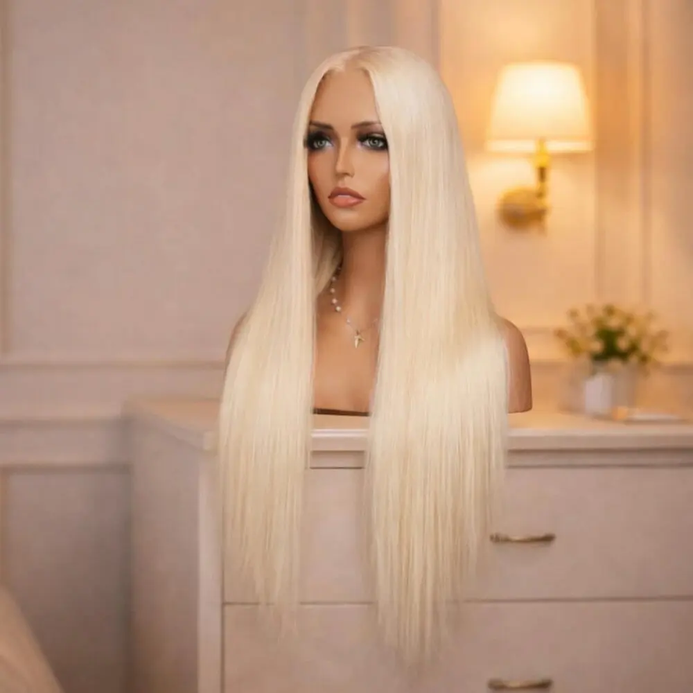 32 inch 4x4 613 Lace Frontal Wig 13x4 Blonde Bone Straight 250 Density 100% Human Hair Wigs Pre Plucked Brazilian