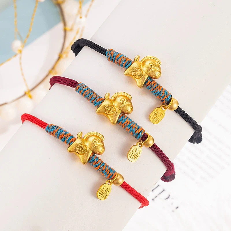 2026 Year of the Horse Zodiac Year Red Rope Bracelet Hand Woven Rope Ethnic Style Chinese Zodiac New Year Jewelry KOFSAC