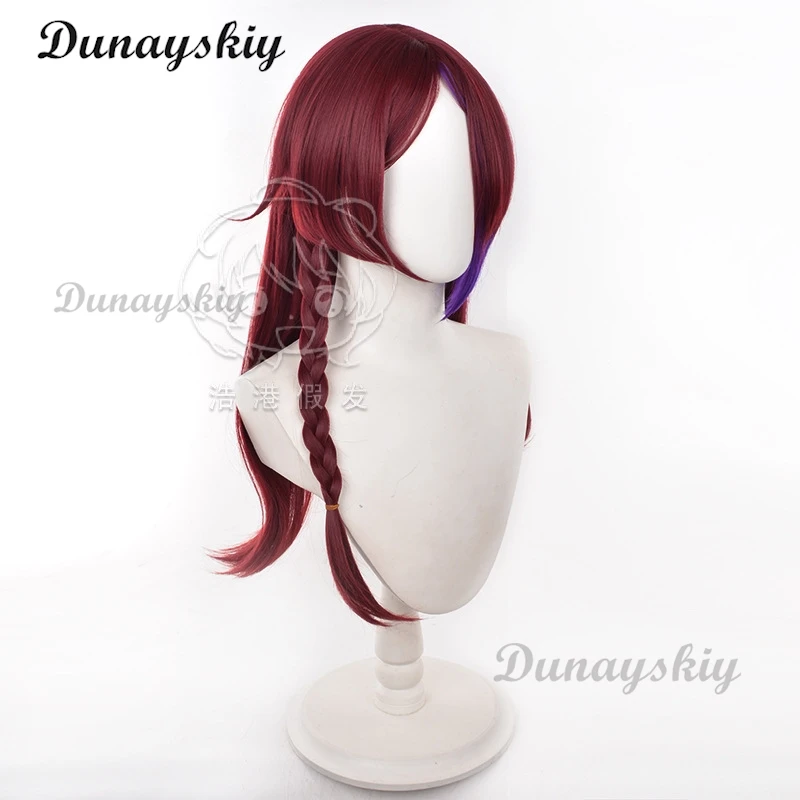 Genshin Impact Chasca Cosplay Wig Red Long Hair Braids Natlan Halloween Party for Women Girls Role Play Accessory Props