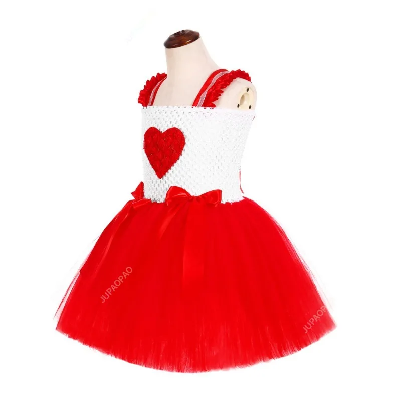 Valentine's Day Princess Dresses for Girls Sweet Hearts Ballet Tutus Costumes for Kids Birthday Party Outfit with Hair Bow Wand