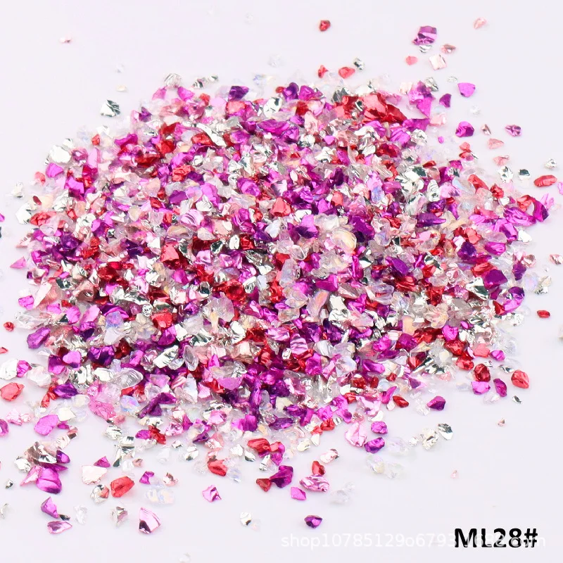 5g/Lot 0.8-1.5mm Irregular Crushed Glass Stones Metallic Crystal Chips Sprinkles for Jewelry Making Filling Nail Arts Decoration