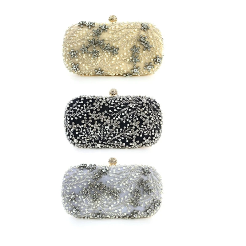 

Women Evening Clutch Bag Embroidery Handbag Shoulder Crossbody Bags Wedding Prom Party Purse with Detachable Chain