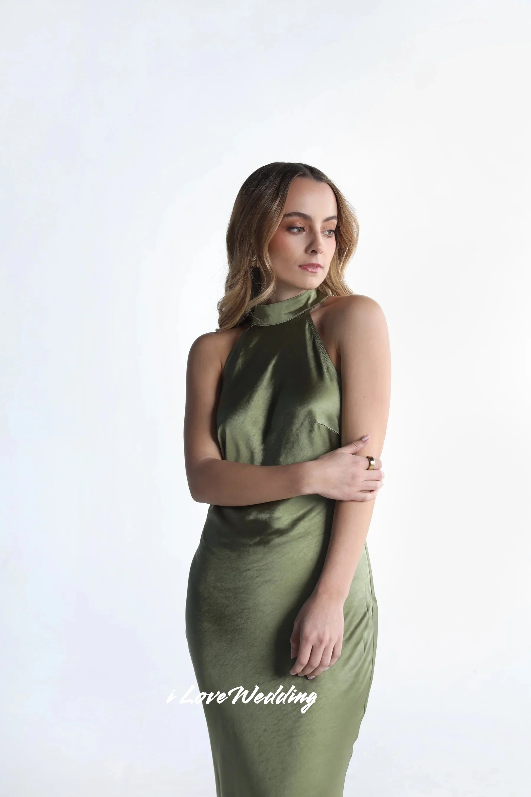 Green Halter Evening Dress 2025 Satin Sleeveless Backless Mermaid Pleated Floor-Length Elegant Weddding Party Dresses Customized