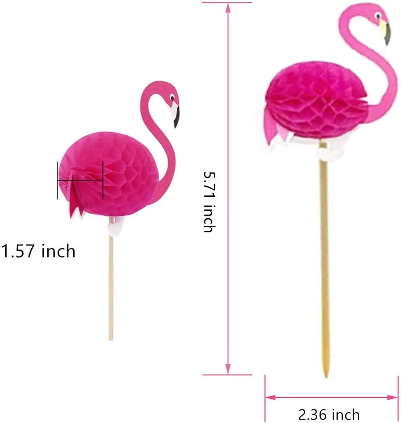 50 Stück Cupcake-Topper, 3D-Flamingo-Cupcakes-Topper, Essen-Picks, Party, Cocktail, tropische Cupcake-Picks, Dekoration – Detail 1