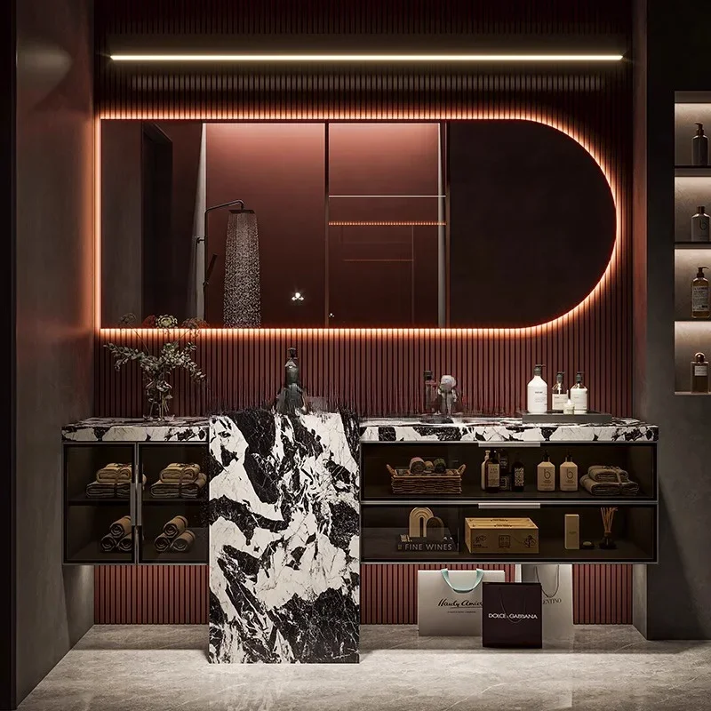 

Rock Plate Seamless Integrated Basin Bathroom Cabinet Combination Bathroom Column Wash Basin bathroom vanities