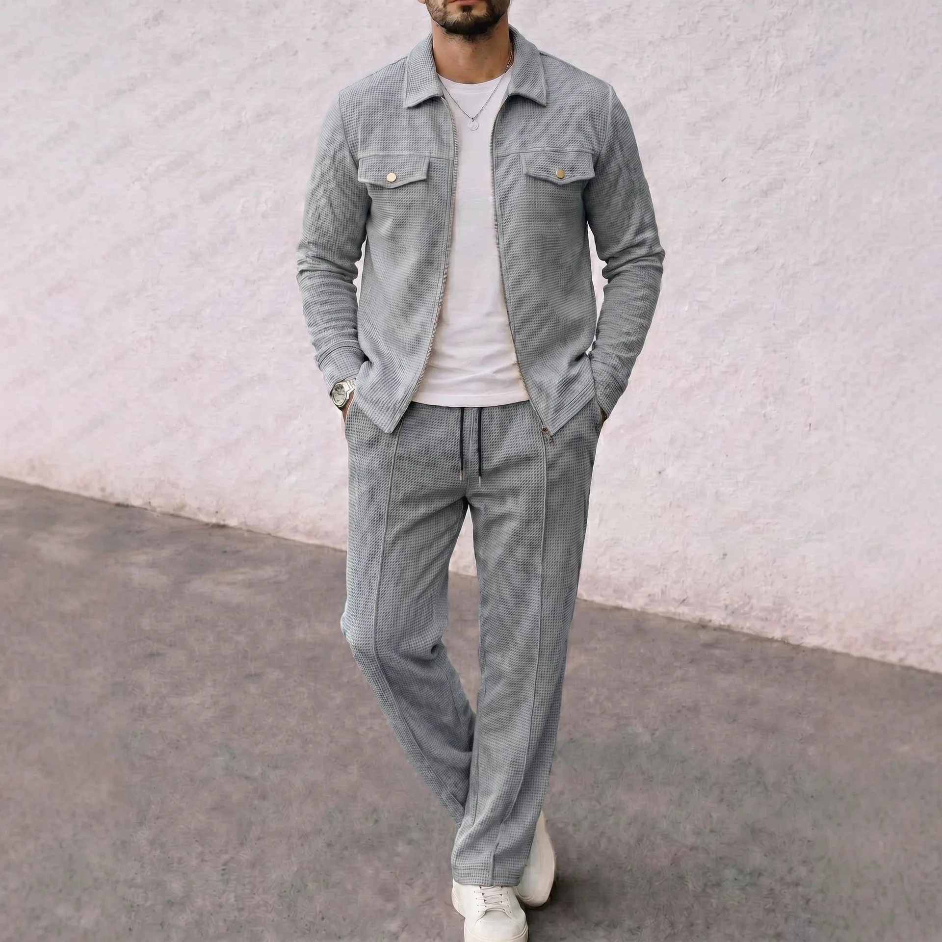 2026 Autumn Men's Sets Solid C - Men'S Fashion Zipper Jacket ulasan dan harga