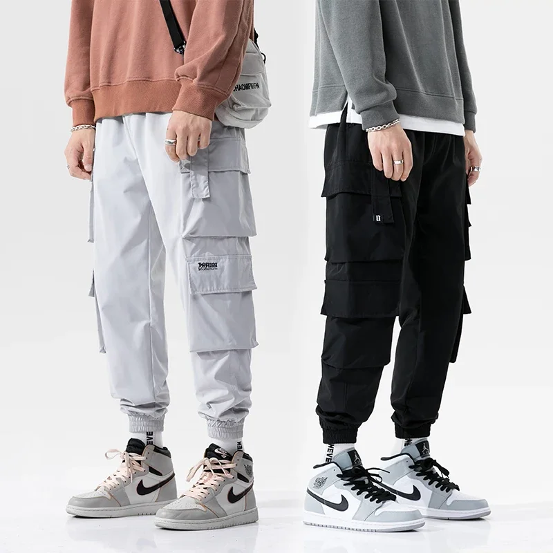 2023 New Hip Hop Joggers Cargo Pants Men Harem Pants Multi-Pocket Ribbons Man Sweatpants Streetwear Casual Mens Pants S-5XL