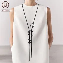 Ukebay New Round Pendant Long 6 Colors Optional Handmade Rubber Chain Bohemian Fashion Clothing Matching Necklace