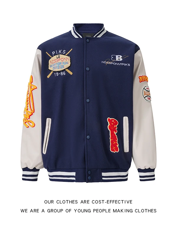 

Casual Baseball Jaet Men's Spring Autumn Loose Fit American Retro Pilot Coat Towel Embroidery Faionable Loose Jaet