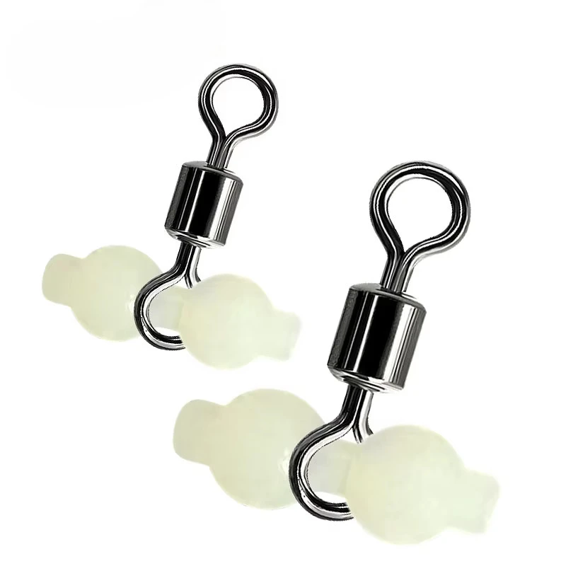 

olli100 шт. 3-сторонняя перекрестная леска, светящиеся вращающиеся рыболовные вертлюжки, защелки в форме тыквы, светящиеся в темноте бусины, поворотные рыболовные соединители Rng