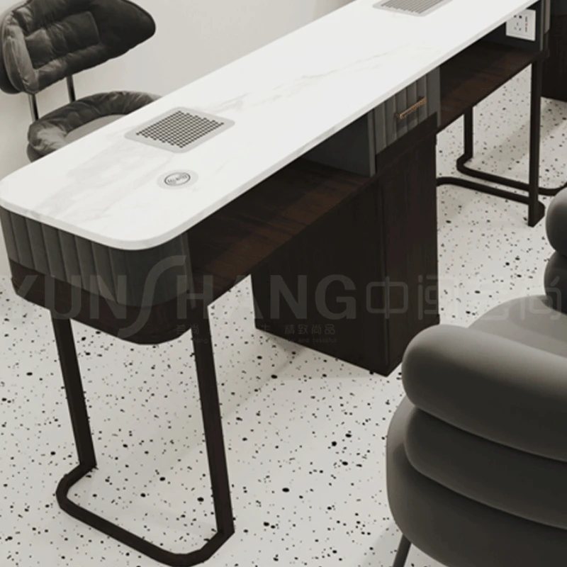 Nordic Design Workstation Nail Desk Professionals Art Black Aesthetic Modern Manicure Table Vacuum Cleaner Nageltisch Furniture