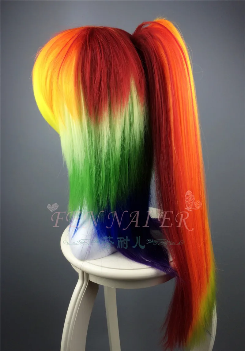 Anime Characters Rainbow Dash Cosplay Costume Headwear Prop Wig Adult Colored Hair