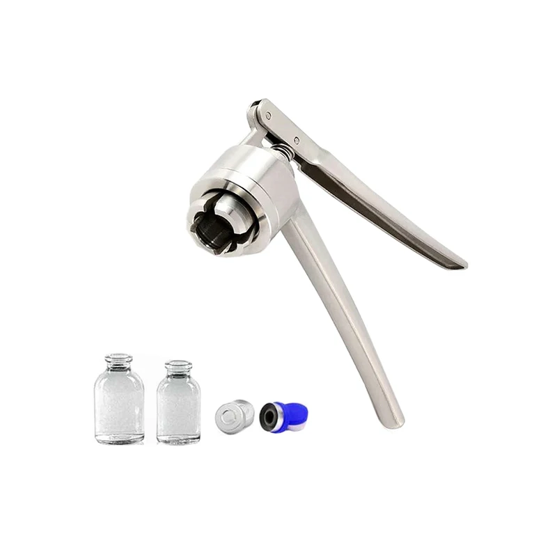 Vial Crimper Manual Sealer 13mm 20mm Hand Held Capping Machine Small Bottle Capper Machine Stainless Steel Gland Clamp