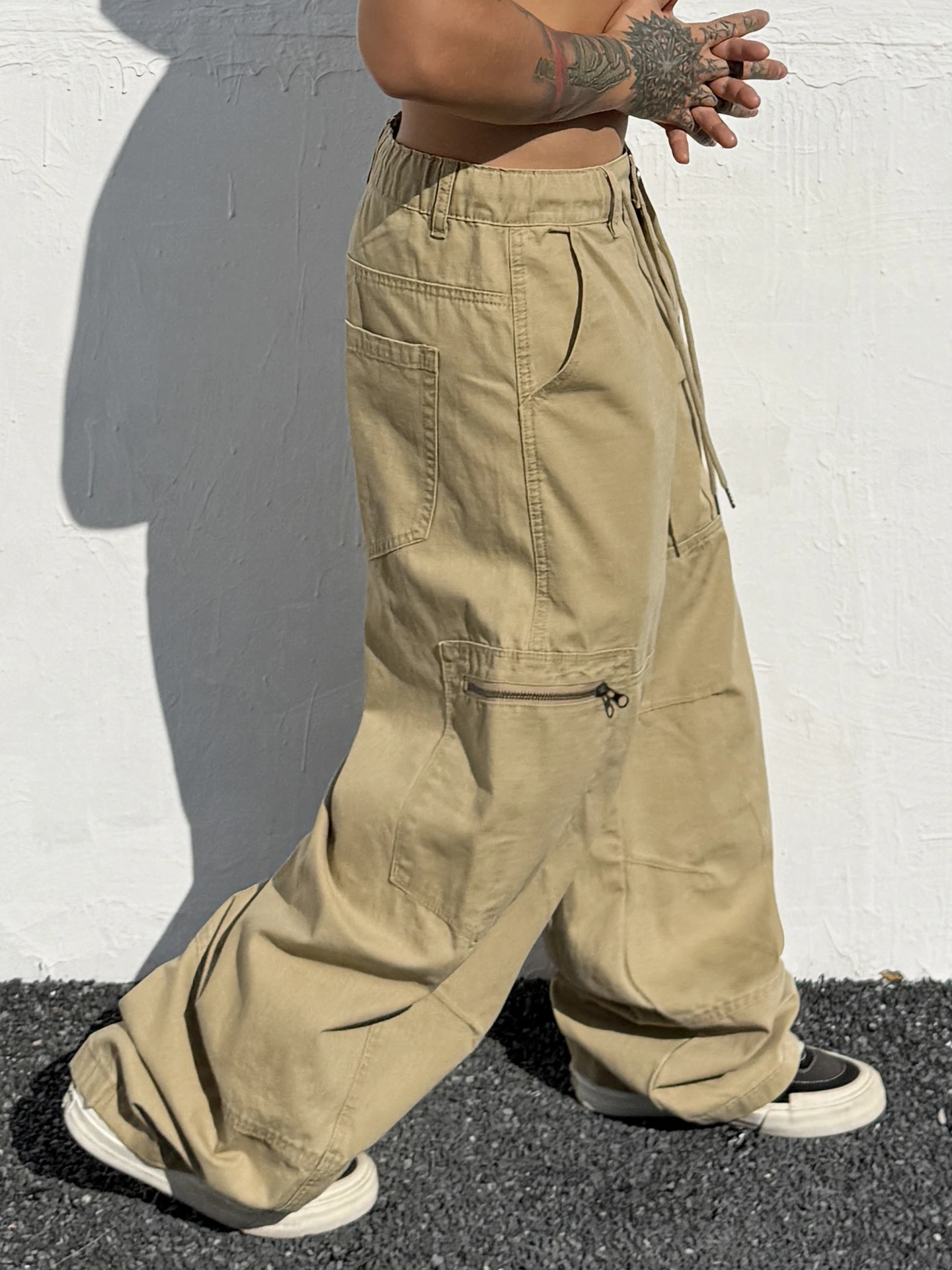 

Модные американские рабочие брюки в стиле кэжуал с множеством карманов, прямого кроя, свободные, широкие, удлиненные, для мужчин