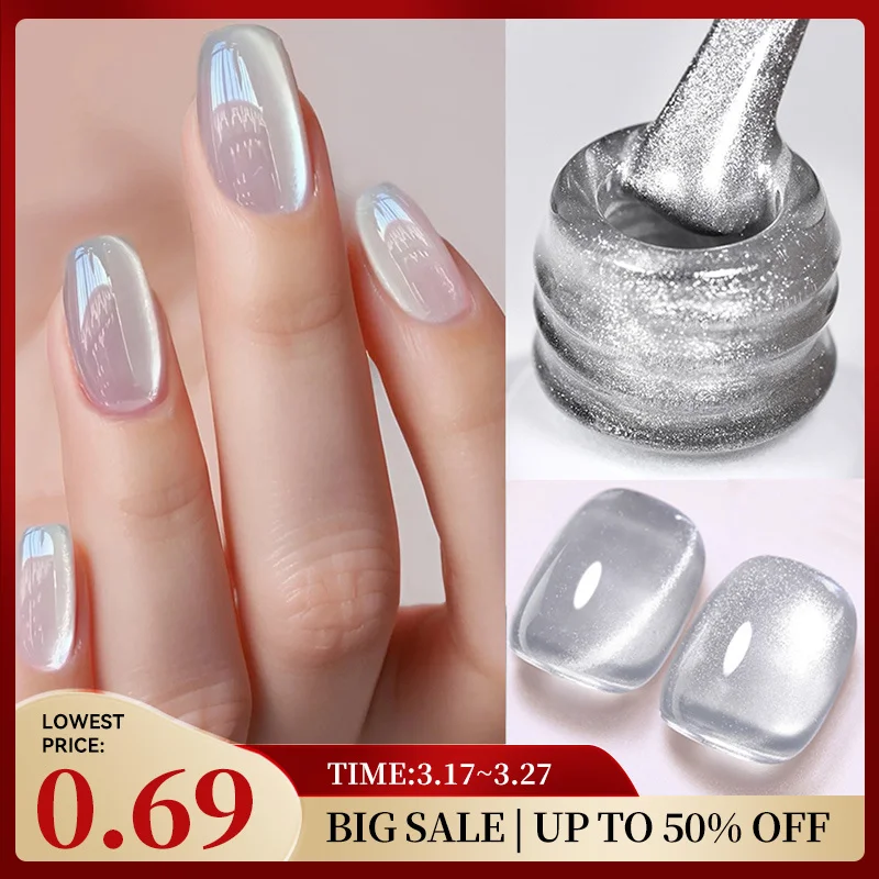 BORN PRETTY 10ml Silver Water Light Cat Magnetic Gel Nail Polish Nail Supplies Vernis Semi Permanent Gel for Fall Winter Nails