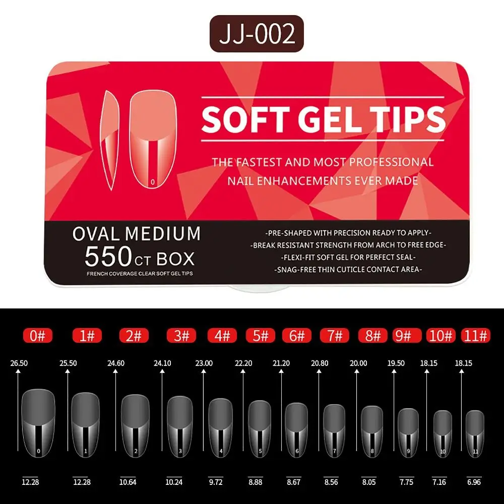 550Pcs /BOX Medium Length Press on Nails Full Cover Quick Building Nail Salon Art Semi Frosted Nails Extension