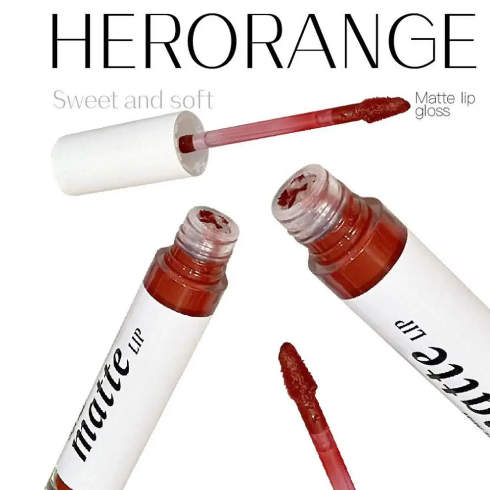 

1pcs Red Nude Lipstick Waterproof Long Lasting Non-fade Matte Velvet Lip Glaze Non-stick Cup Lip Tint Women Makeup