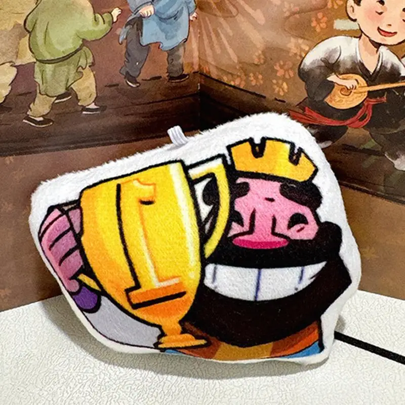 จี้คอตตอน 10 ซม. Clash Royale เสียง COS King Wipe Trophy Style ตุ๊กตาเสียงพวงกุญแจ ของขวัญสำหรับเด็กและผู้ใหญ่