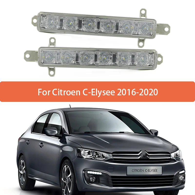 Pair Left&Right Daytime Running Light For Citroen C-Elysee 2016 2017 2018 2019 2020 Front Bumper Anti Fog Light 9677409380