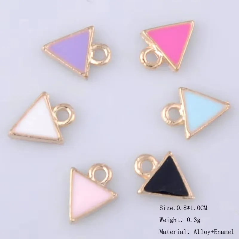 20pcs Enamel Small Metal Hair Material Keychain Triangle Pendant Necklace Bracelet Charms For Earring Diy Zinc Alloy Accessories