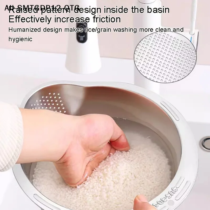 Rice Washer Strainer Bowl Stainless Steel Rice Washing Bowl Rice Sieve Colander Fruit And Vegetable Strainer Kitchen Tools