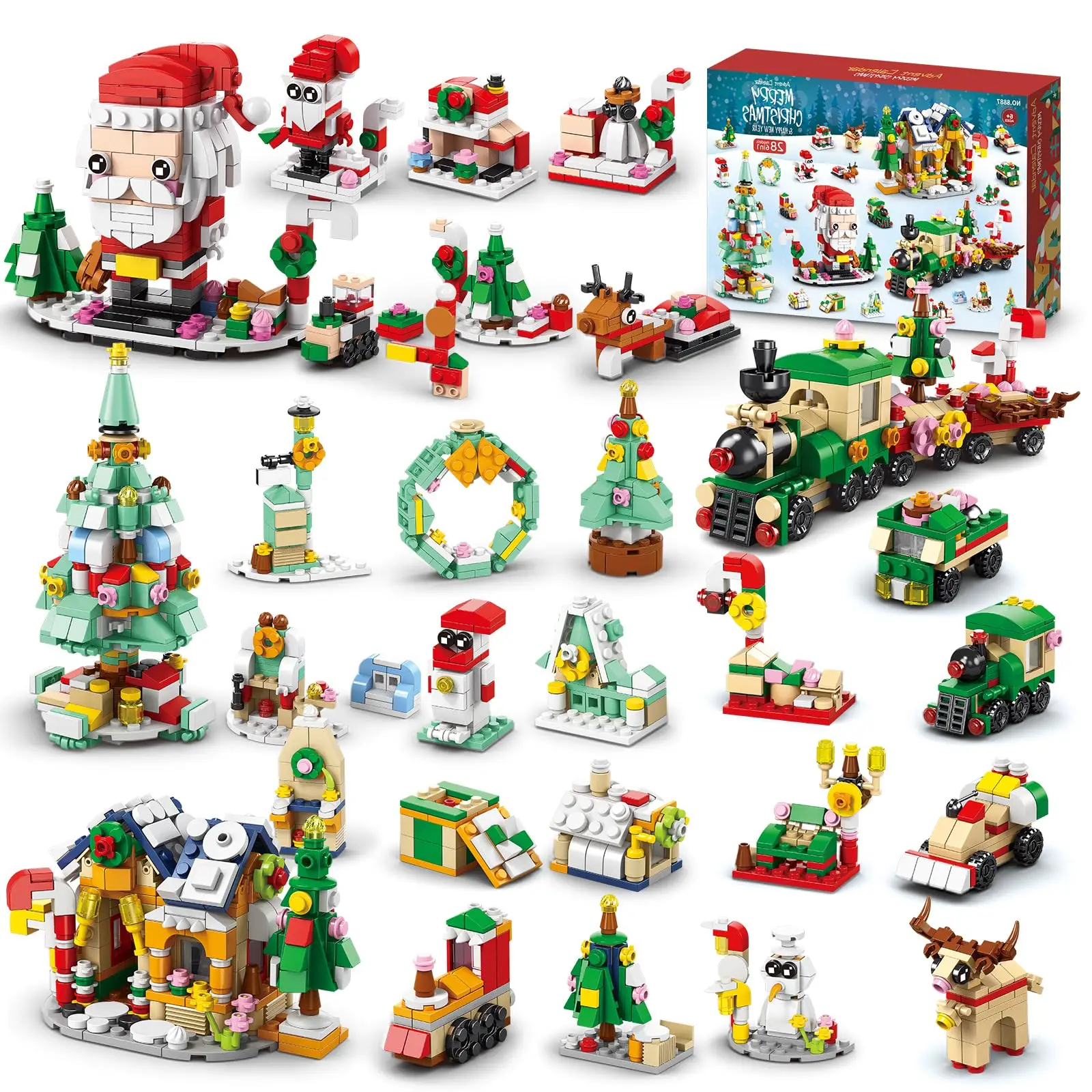 

2024 Christmas Series Building Blocks Box 24Days Christmas Advent Calendar DIY Nutcracker Santa Claus Bricks Model