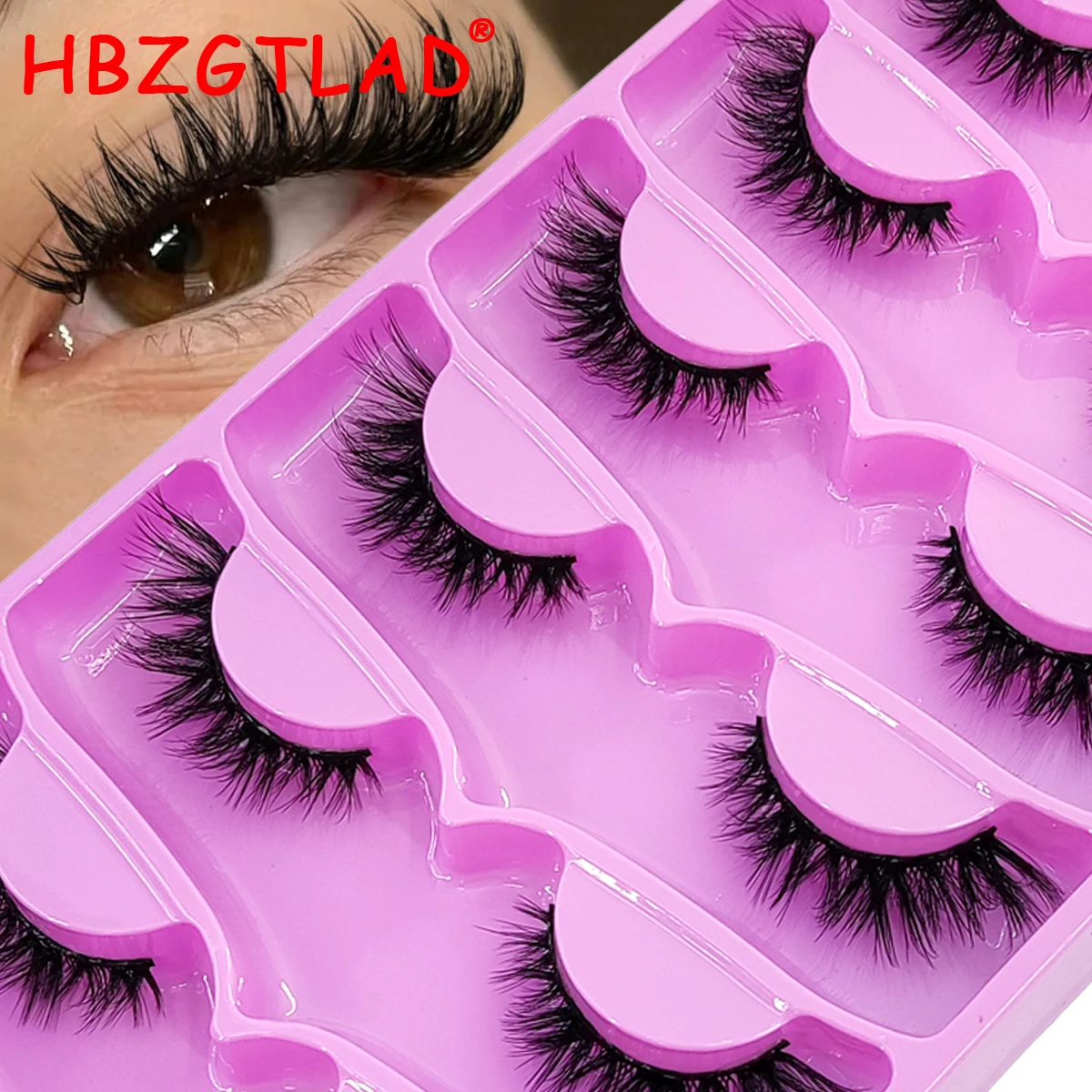 HBZGTLAD new 7 pairs of 3D mink eyelashes cross messy loose false eyelashes custom box Wispy fluffy natural curly soft cat eyela