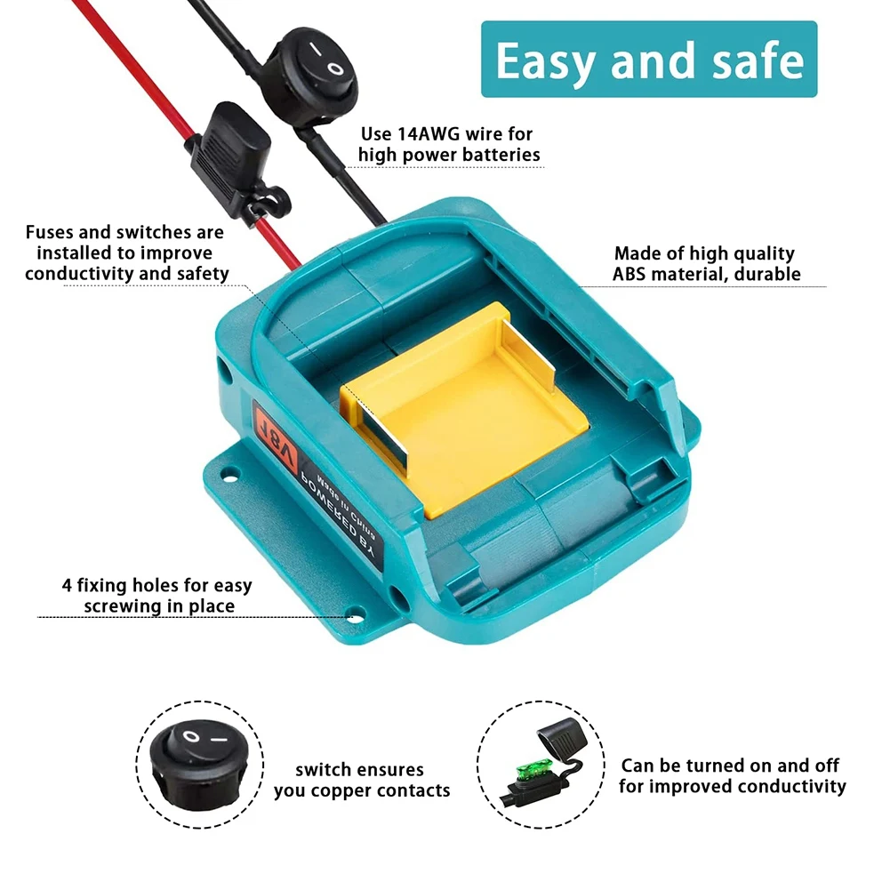 Power Wheels Battery Adapter Compatible for DIY Ride on Truck,Robotics,and Work Lights Replacement Battery for Makita