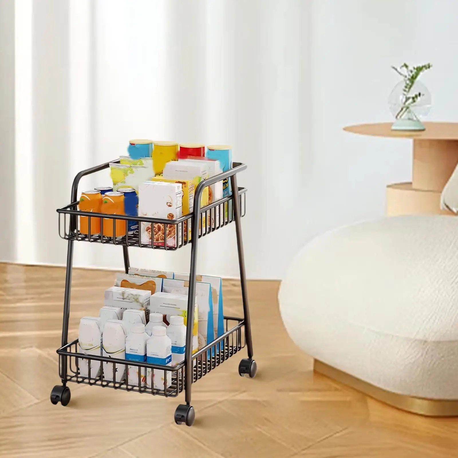 

Rolling Cart Lightweight with Wheels Storage Trolley Kitchen Cart Multifunctional for Beverage Home Craft Room Bedroom Nursery