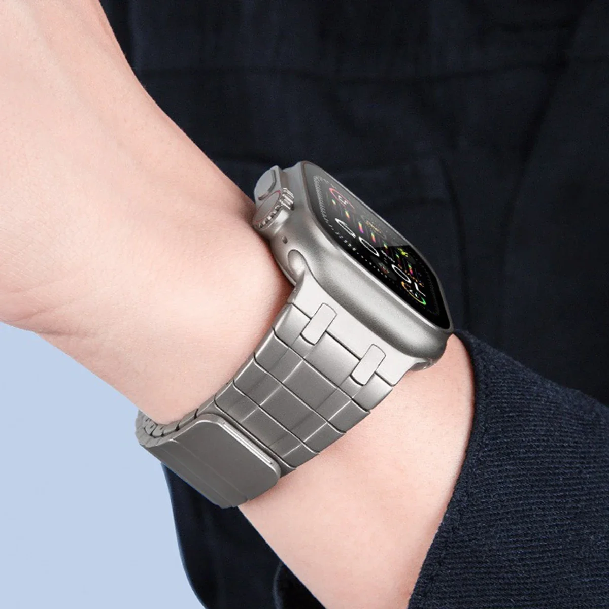 

Магнитный ремешок из нержавеющей стали для Apple Watch 49 мм, 45 мм, 44 мм, 42 мм, титановый цветной ремешок для IWatch Series 9 8 7 6 5 4 Se Ultra 2
